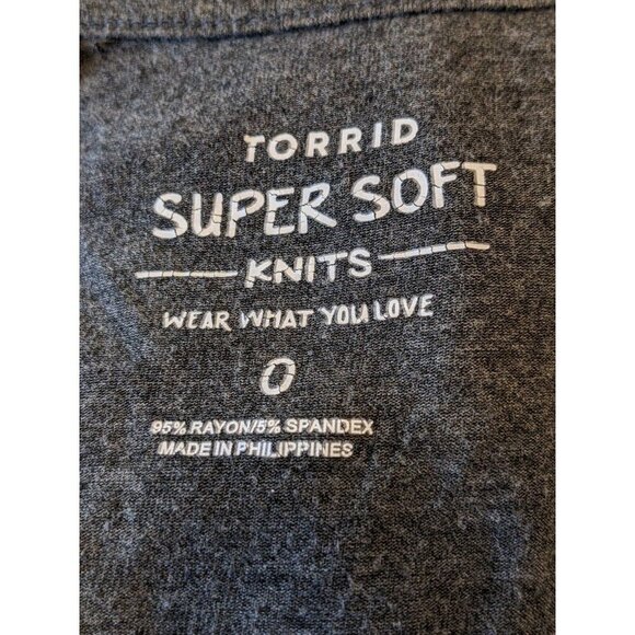 Torrid Super Soft Womens L Tunic Top Jersey Henley Gray Short Sleeve Longline - Picture 8 of 8